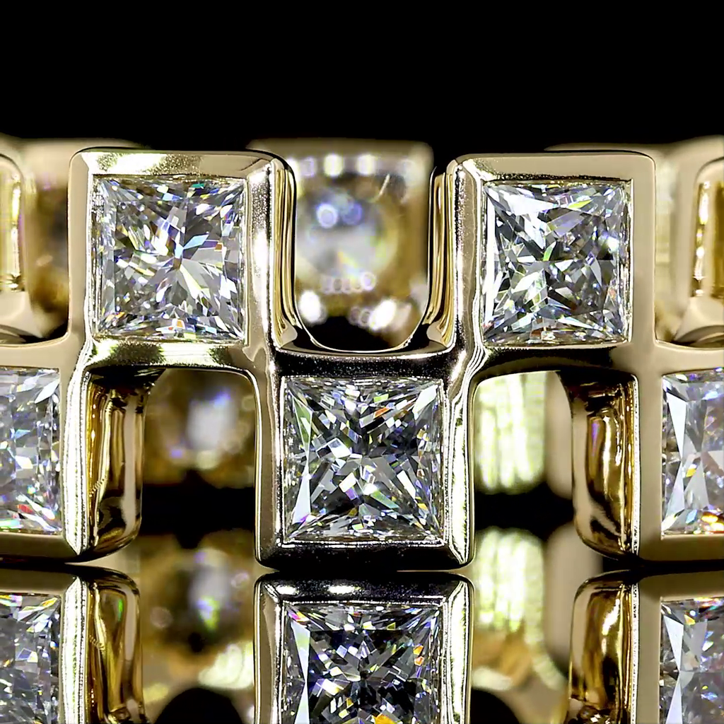 3.62 Cts 14k Yellow Gold Princess Shape Eternity Band Eternity Band - Image 3