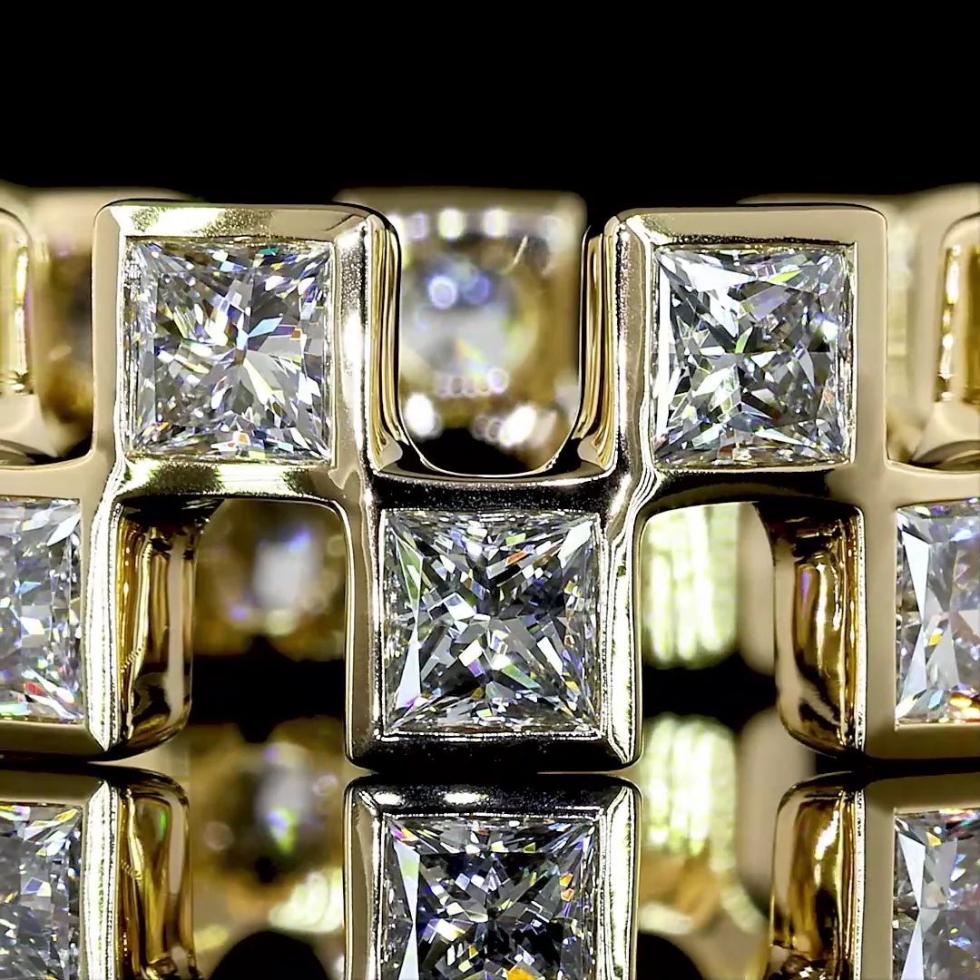 3.62 Cts 14k Yellow Gold Princess Shape Eternity Band Eternity Band - Image 3