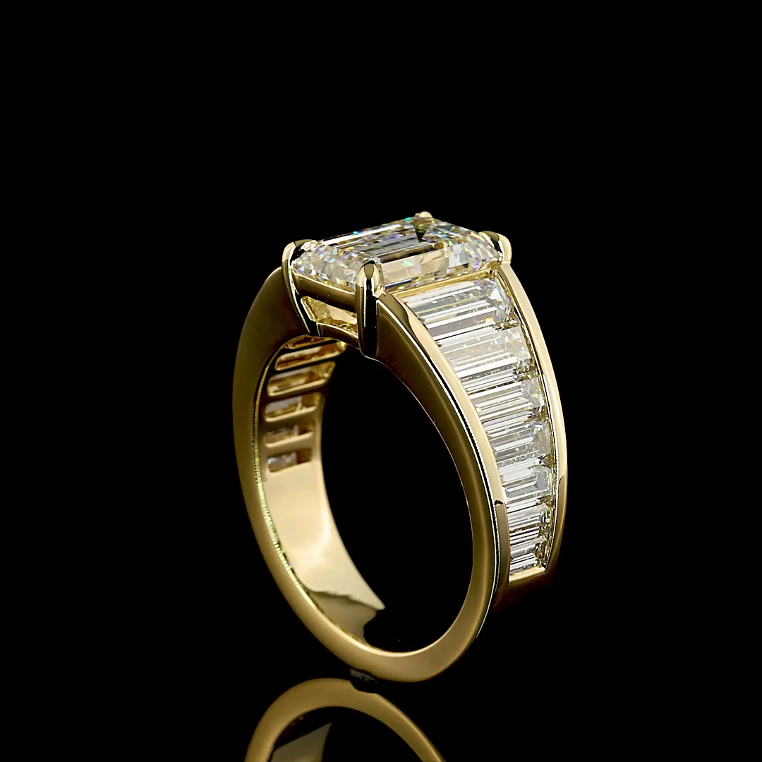 5.84 Cts 14k Yellow Gold Emerald Shape Special Ring - Image 2