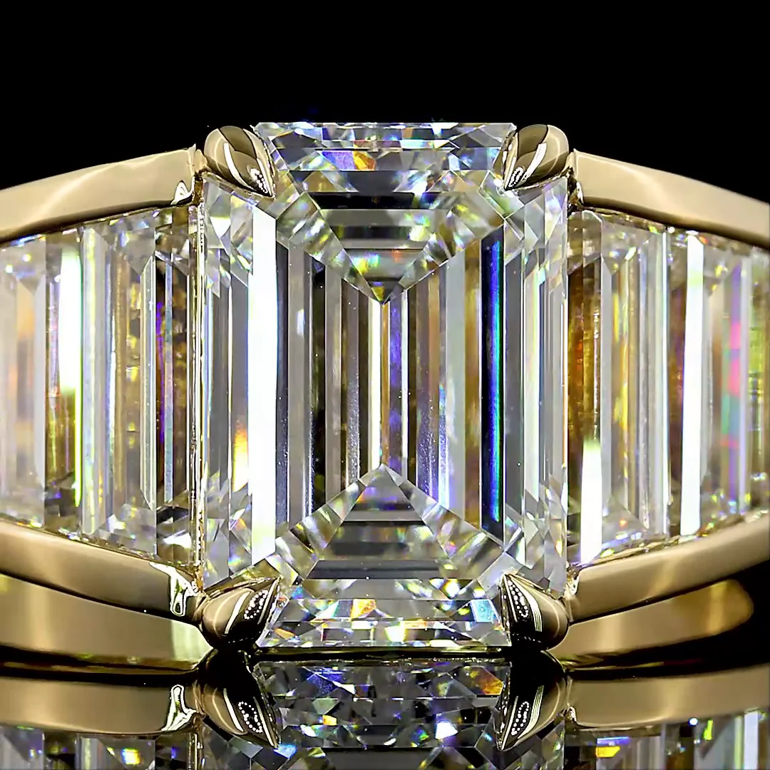 5.84 Cts 14k Yellow Gold Emerald Shape Special Ring - Image 3