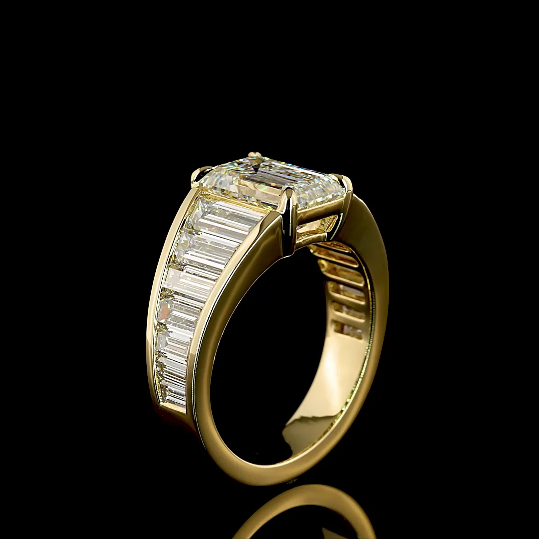 5.84 Cts 14k Yellow Gold Emerald Shape Special Ring - Image 4