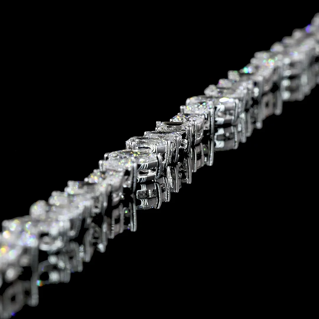 4.62 Cts 14k White Gold Mix Shape Station Line Tennis Bracelet - Image 2