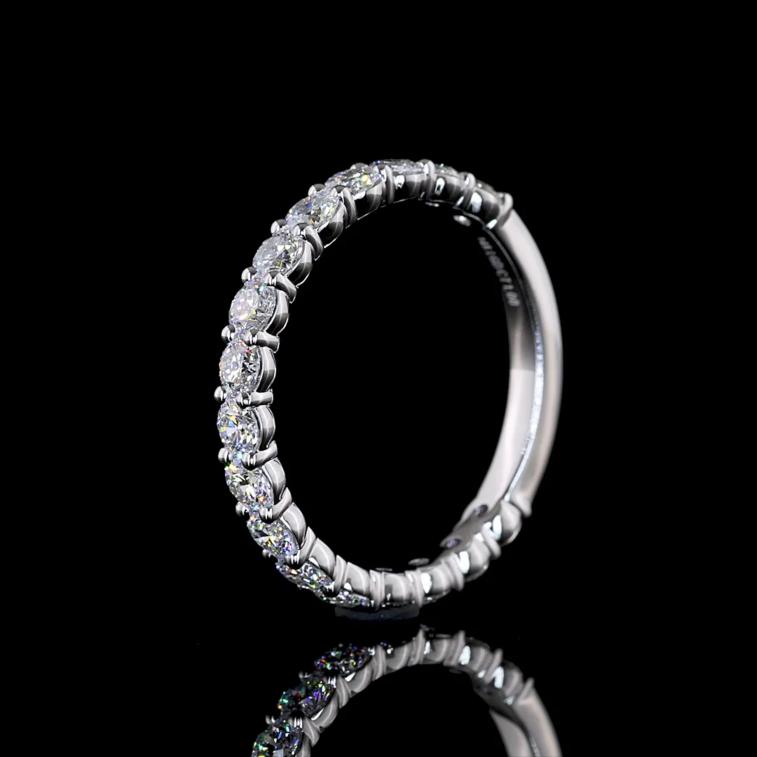 1 Cts 14k White Gold Round Shape Half Eternity Eternity Band - Image 4