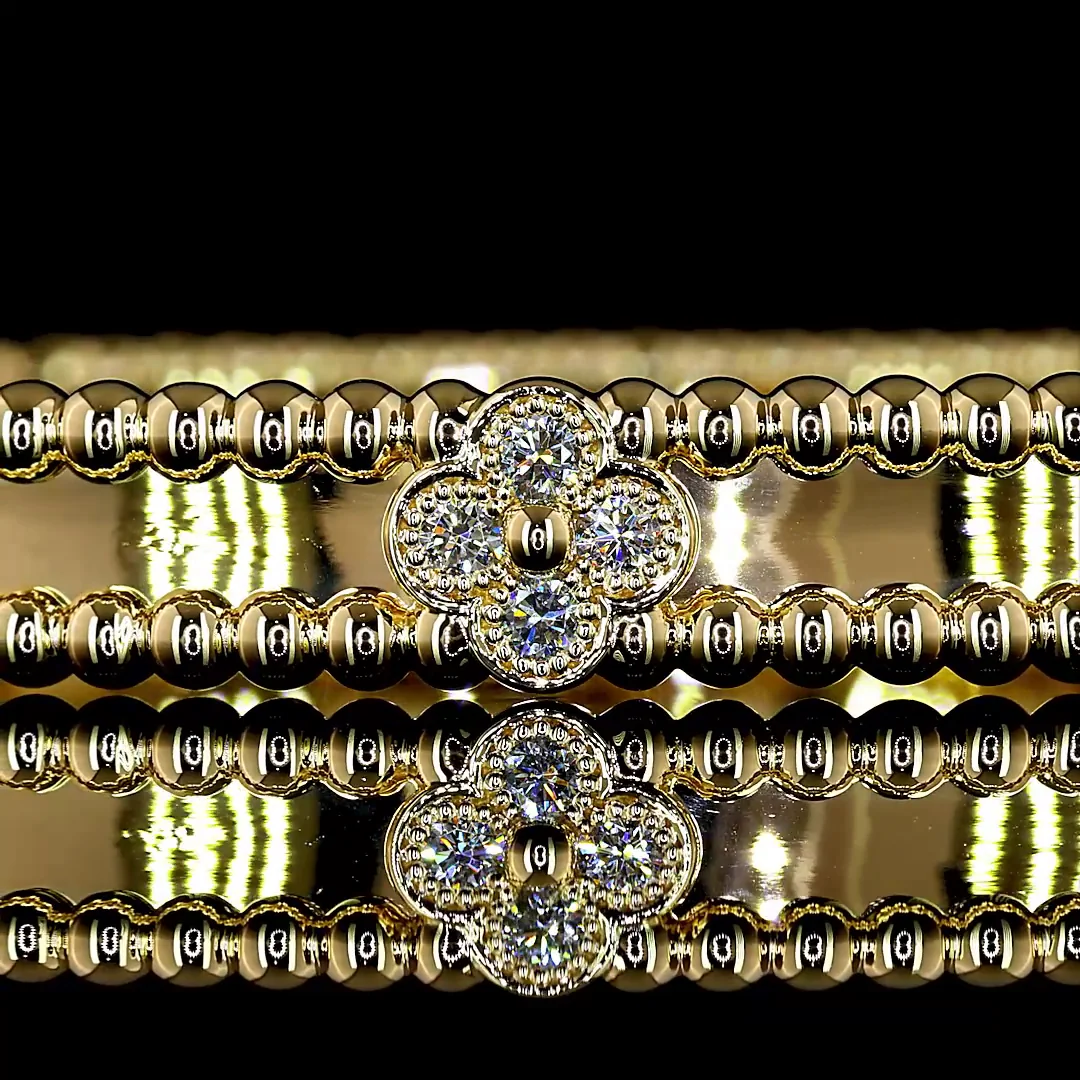 1.12 Cts 18k Yellow Gold Round Shape Bangles Bracelet - Image 3