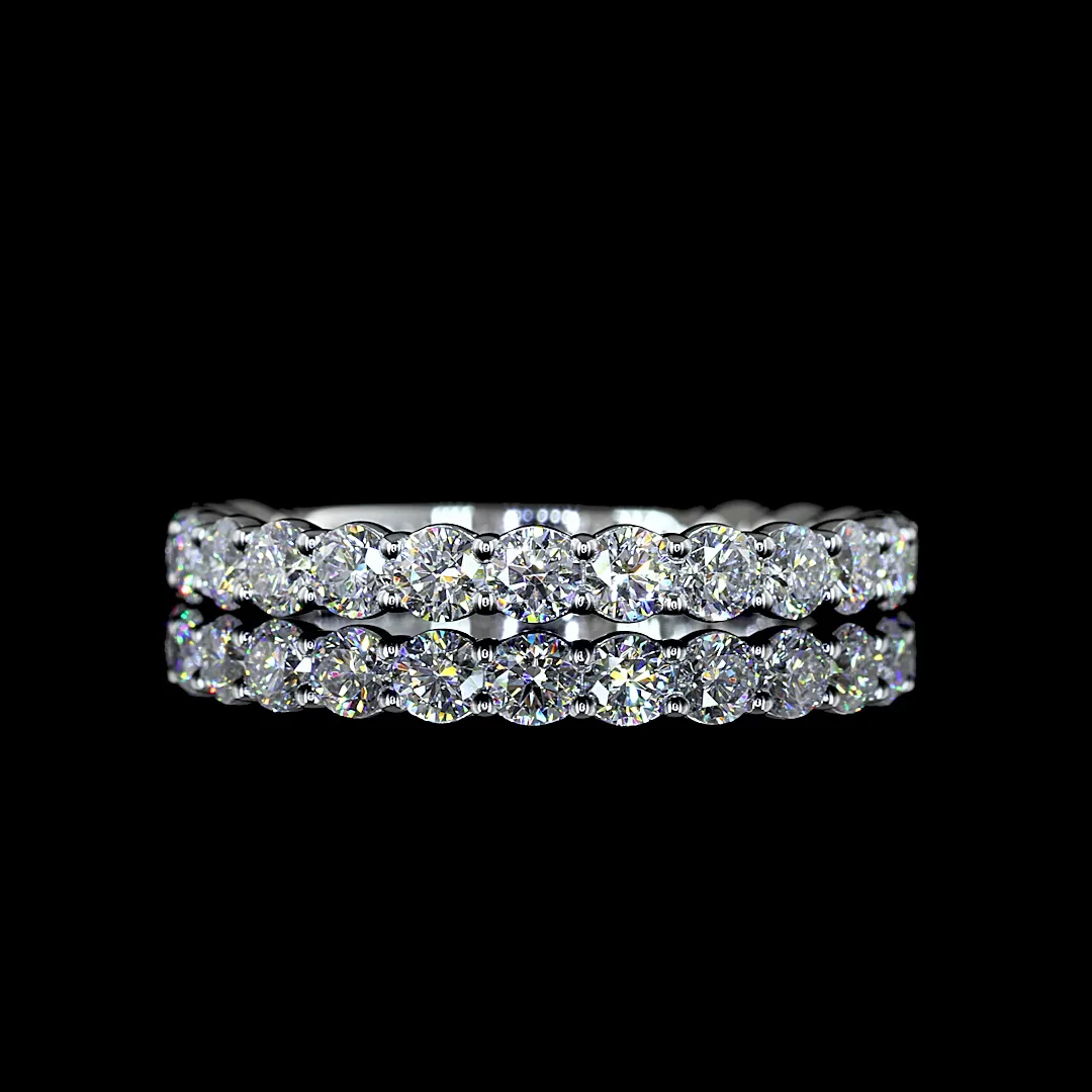 1.39 Cts 18k White Gold Round Shape 3/4 Band Eternity Band - Video