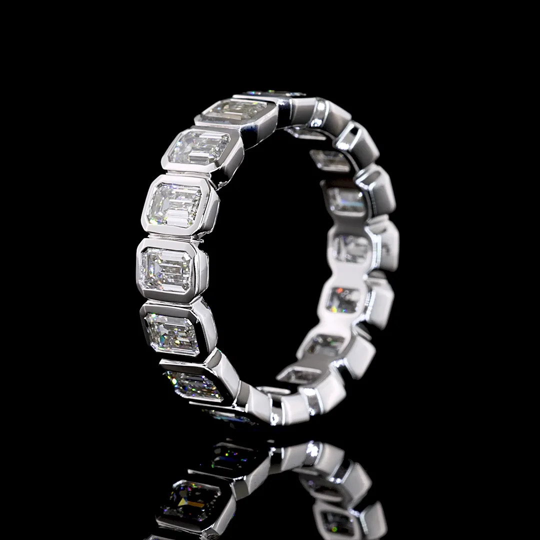 3.14 Cts 14k White Gold Emerald Shape Eternity Band Eternity Band - Image 4