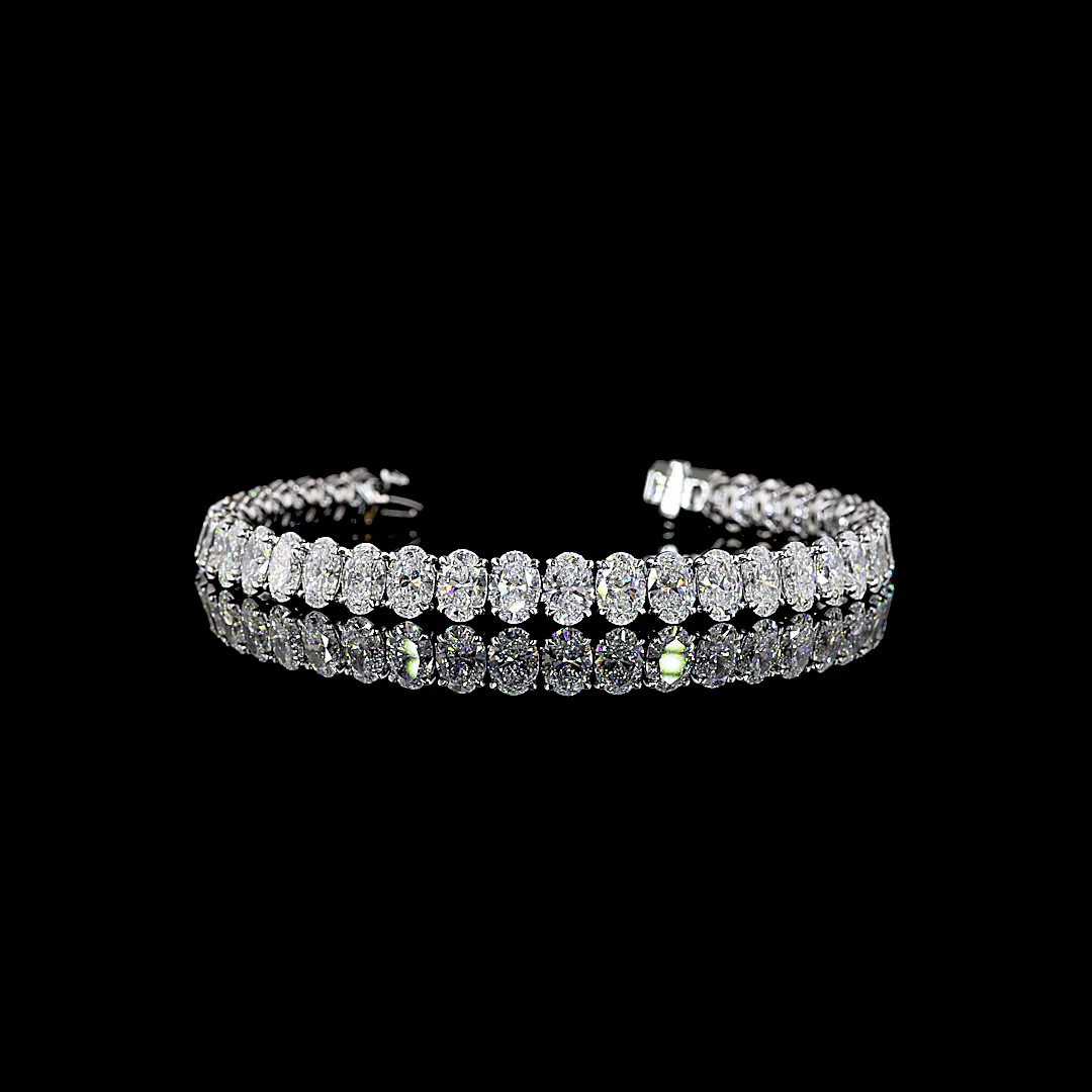 25.46 Cts Platinum Oval Shape Tennis Bracelet - Video