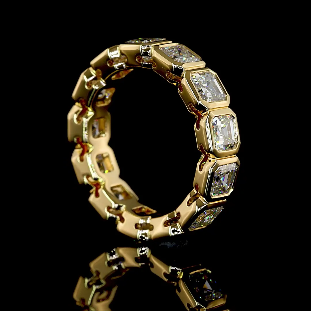 4.03 Cts 18k Yellow Gold Asscher Shape Eternity Band Eternity Band - Image 2