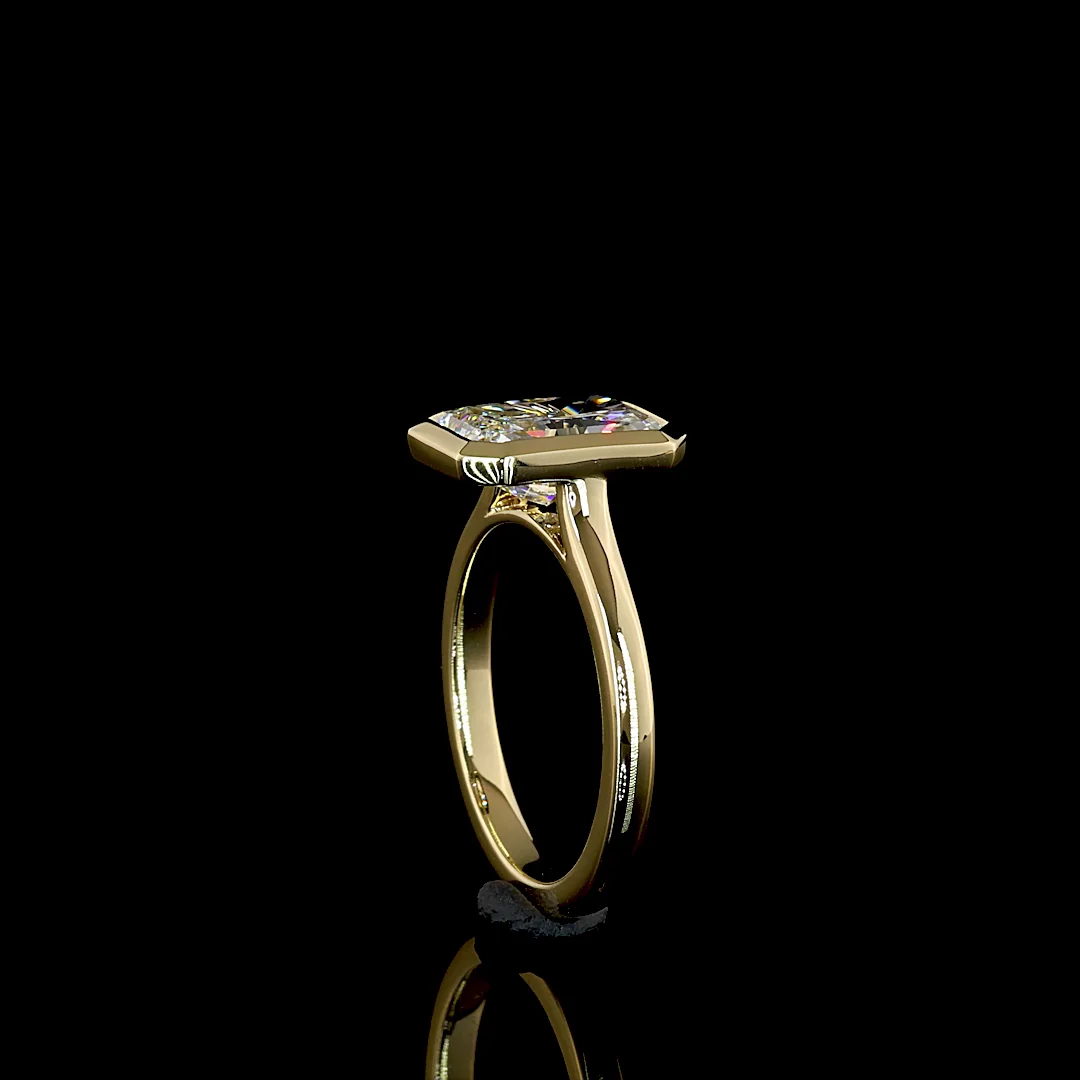 2.18 Cts 14k Yellow Gold Radiant Shape Solitaire Ring - Image 2