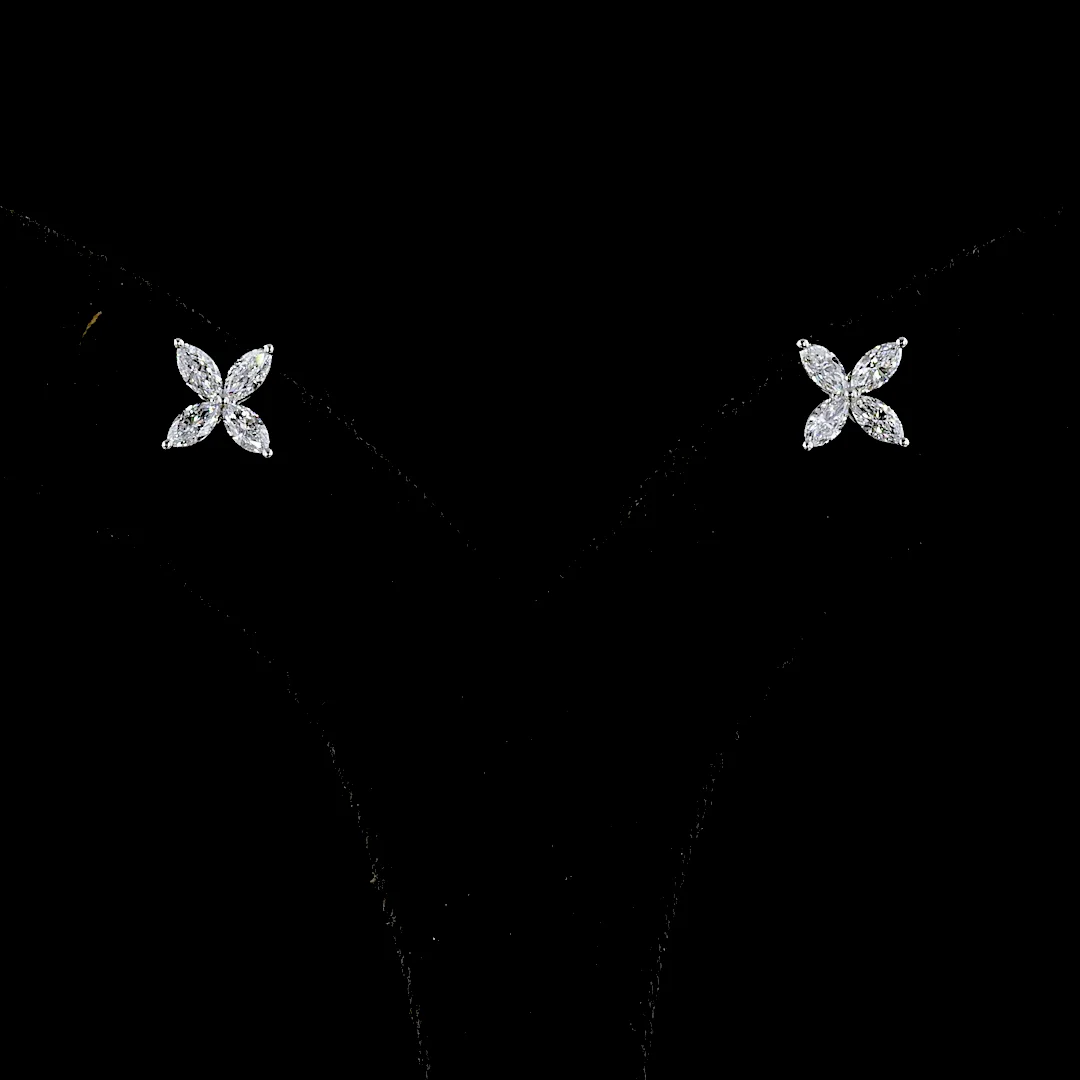 0.93 Cts Platinum Marquise Shape Studs Earring - Video