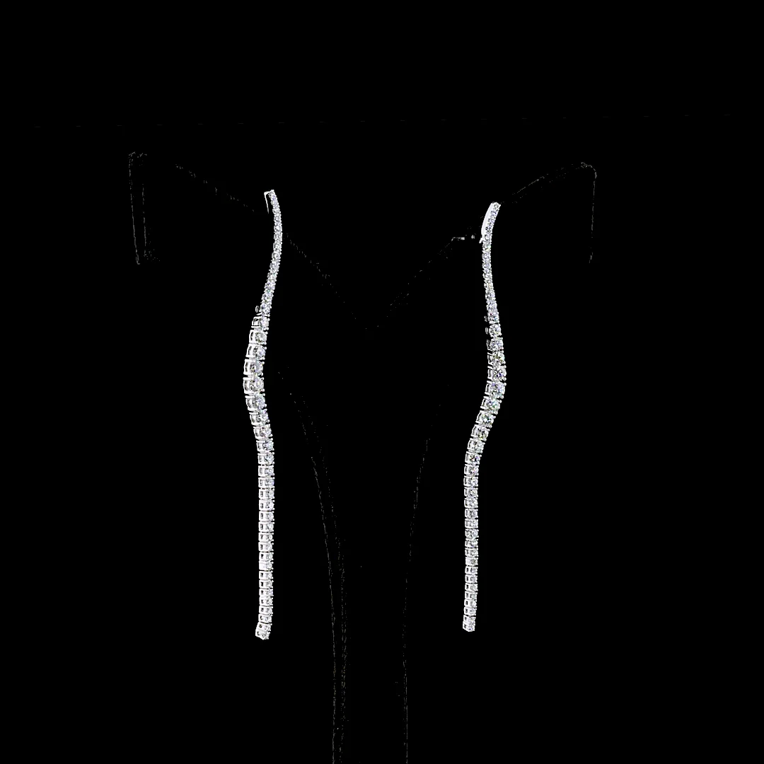 2.13 Cts 18k White Gold Round Shape Hanging Earring - Image 2