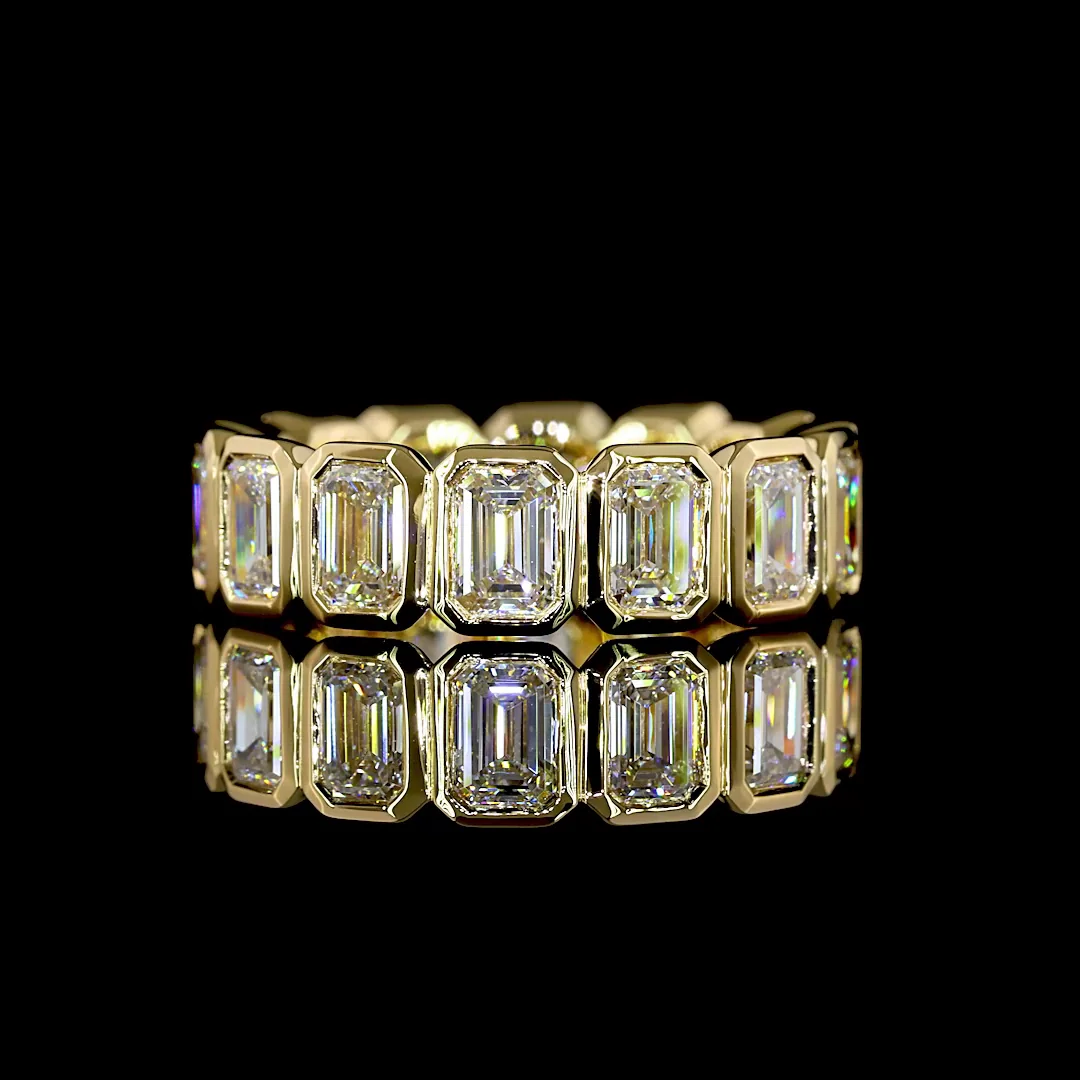 3.21 Cts 18k Yellow Gold Emerald Shape Eternity Band Eternity Band - Video