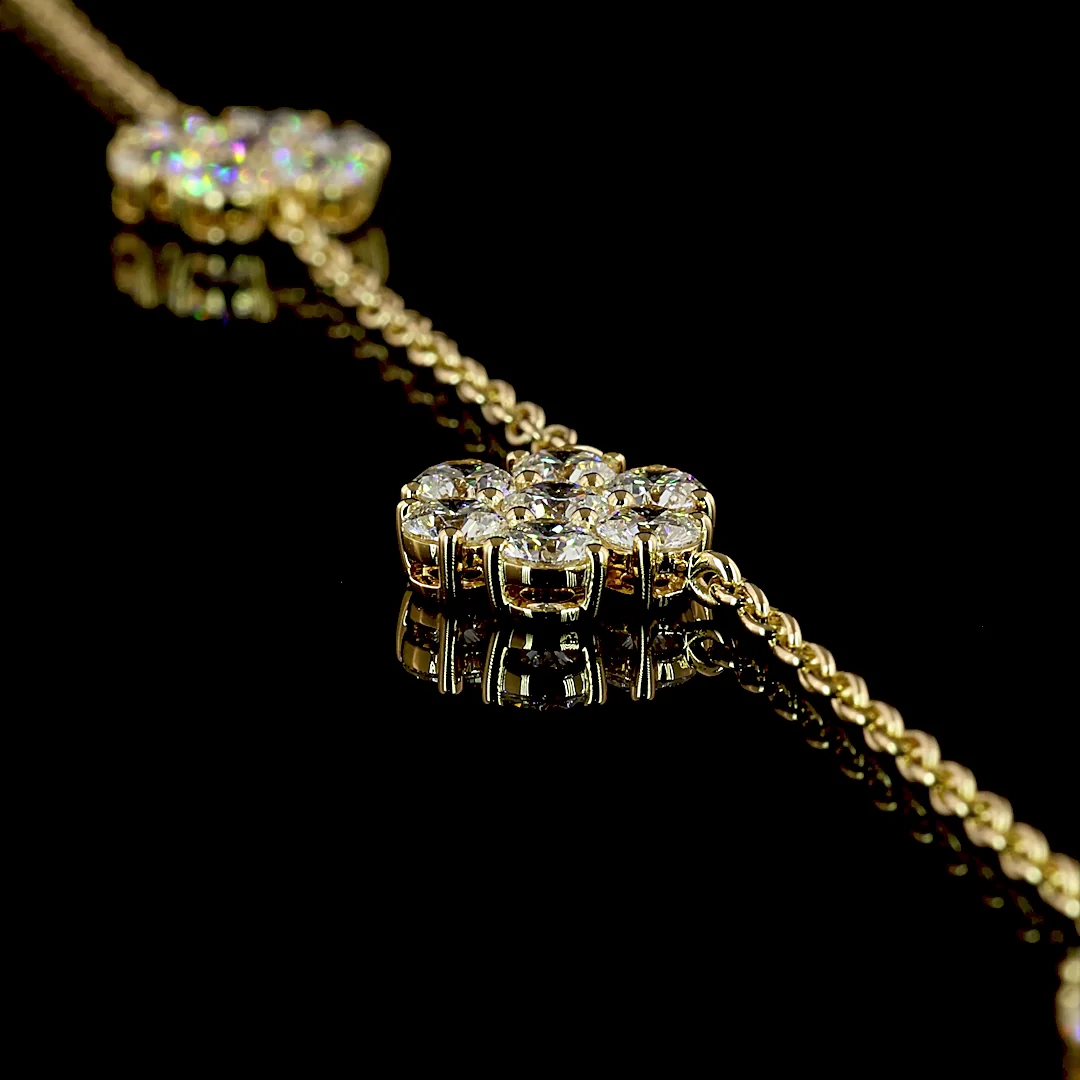 4.83 Cts 18k Yellow Gold Round Shape Station Necklace - Image 2