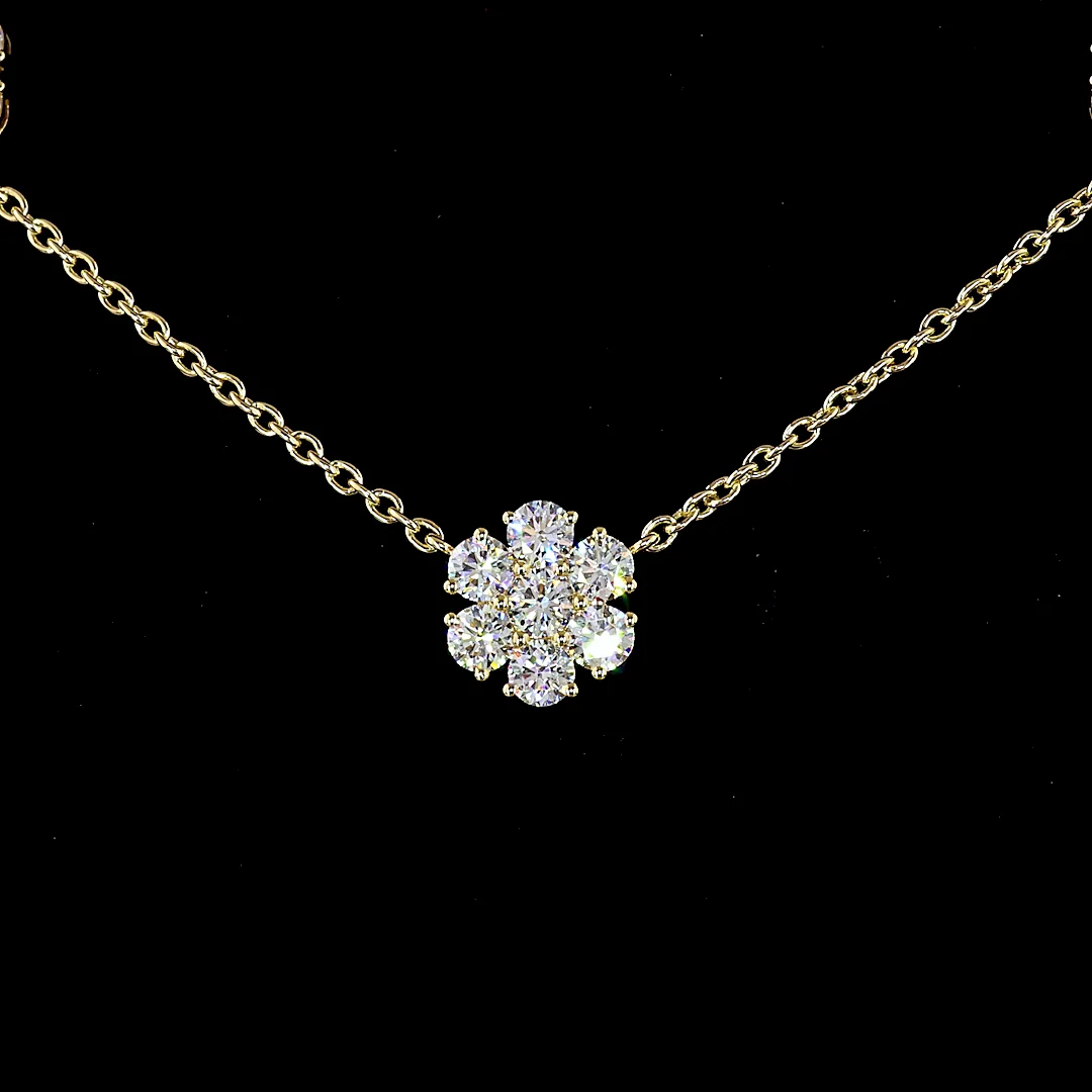 4.83 Cts 18k Yellow Gold Round Shape Station Necklace - Image 3