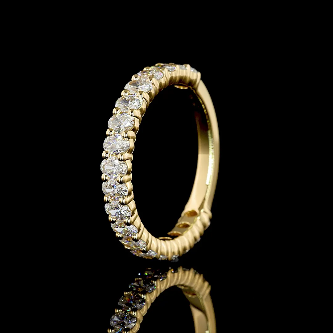 1.28 Cts 18k Yellow Gold Oval Shape 3/4 Band Eternity Band - Image 4