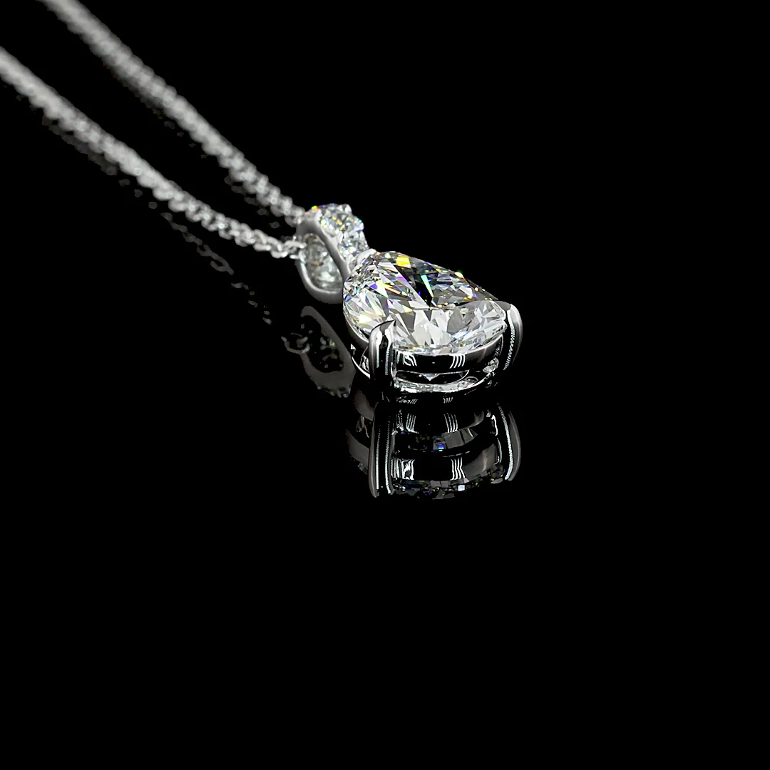 1.66 Cts 14k White Gold Pear Shape Pendant Pendant - Image 2