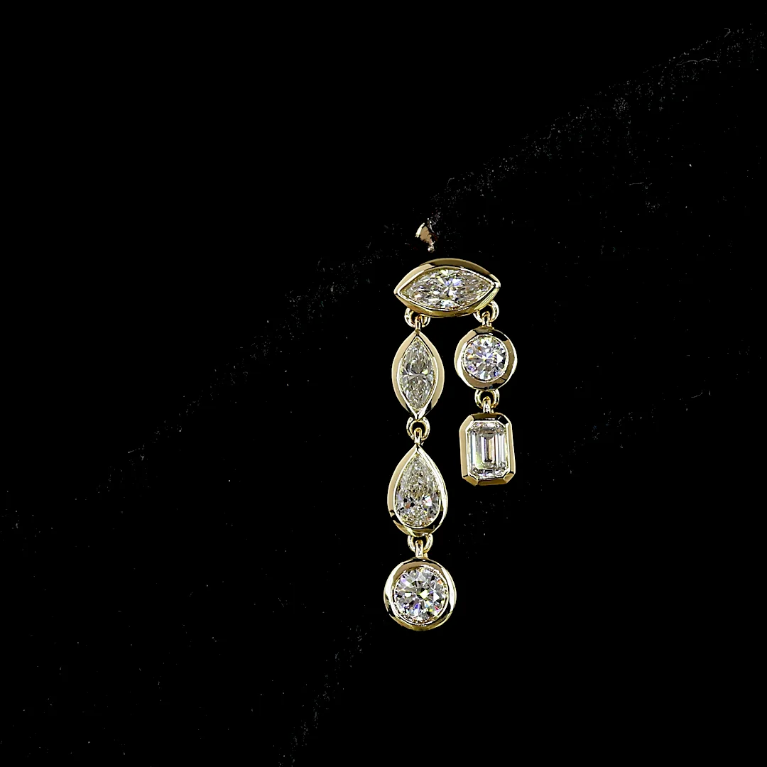 0.98 Cts 14k Yellow Gold Marquise Shape Hanging Earring - Image 3