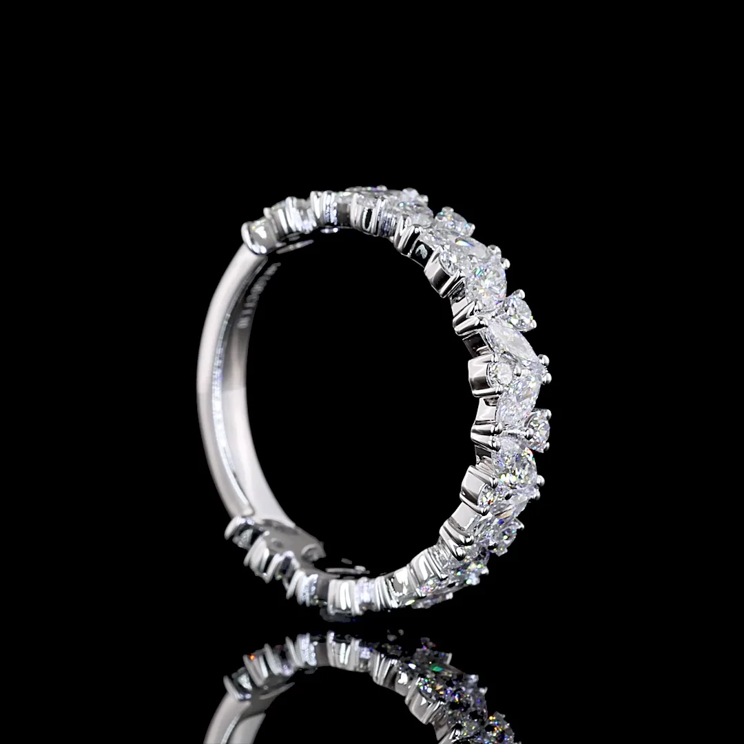 1.11 Cts 14k White Gold Mix Shape 3/4 Band Eternity Band - Image 2