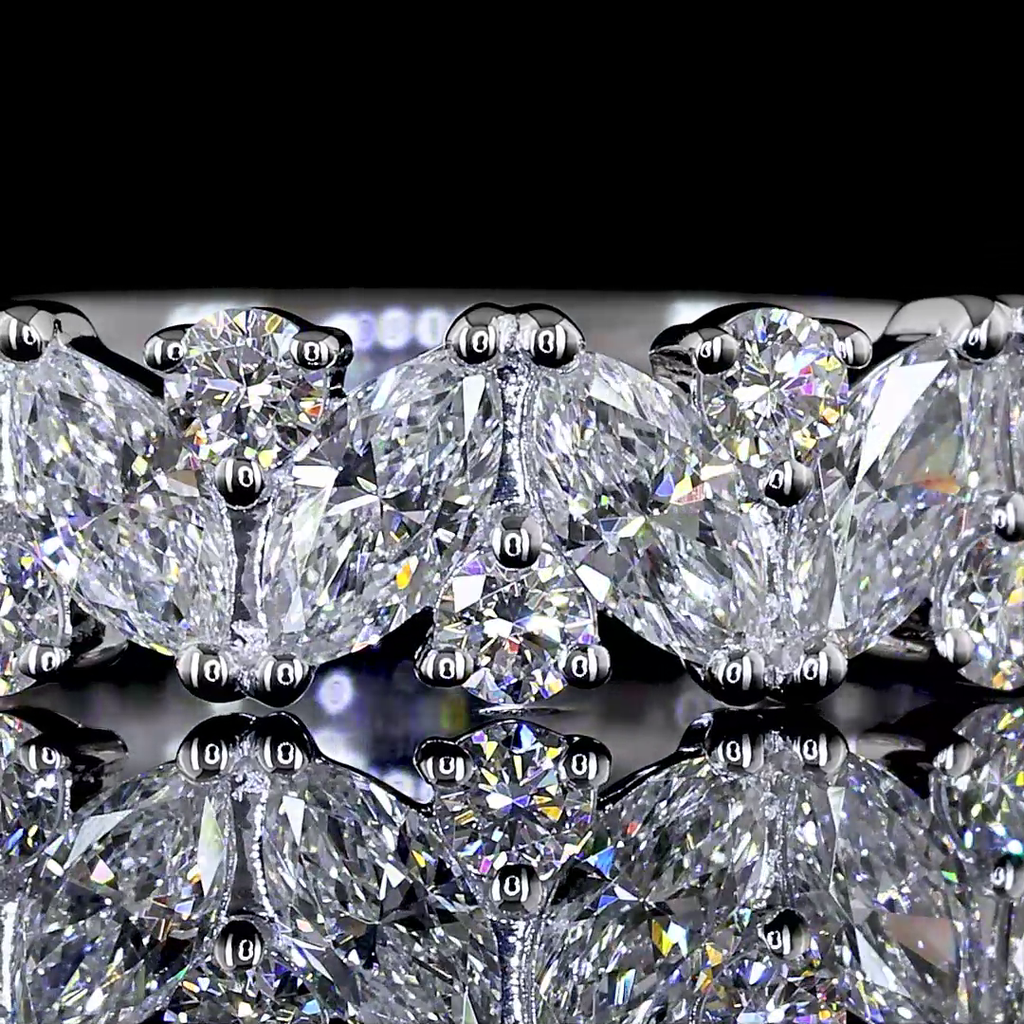 1.11 Cts 14k White Gold Mix Shape 3/4 Band Eternity Band - Image 3