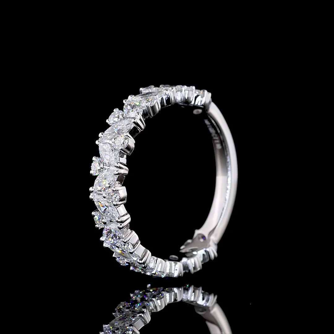 1.11 Cts 14k White Gold Mix Shape 3/4 Band Eternity Band - Image 4