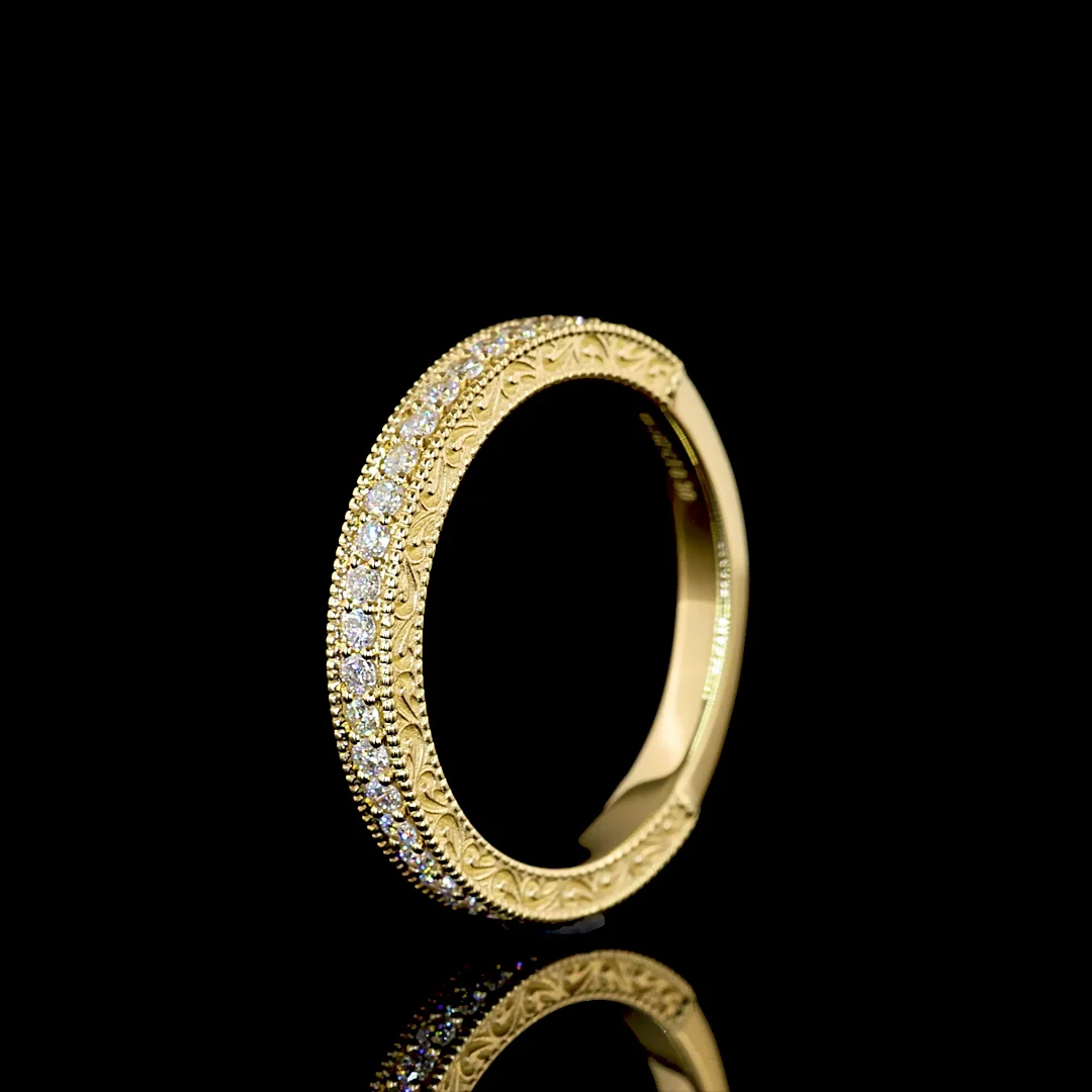 1.3 Cts 18k Yellow Gold Round Shape Half Eternity Eternity Band - Image 4