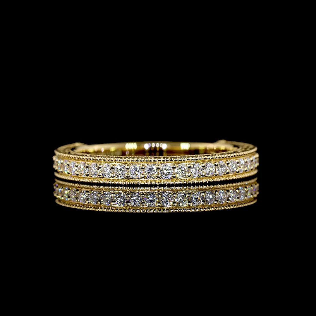 1.3 Cts 18k Yellow Gold Round Shape Half Eternity Eternity Band - Video