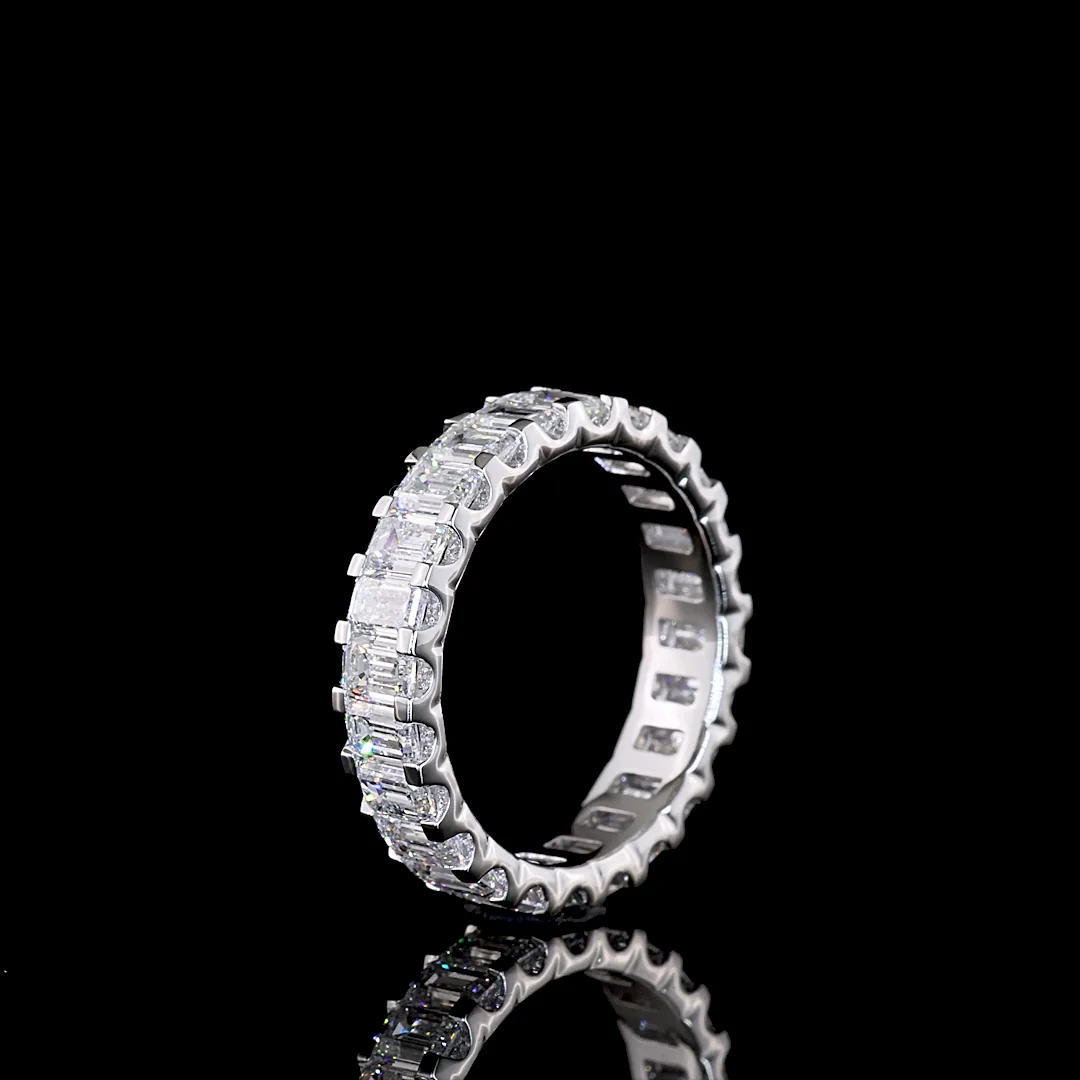 2.44 Cts 14k White Gold Emerald Shape Eternity Band Eternity Band - Image 4