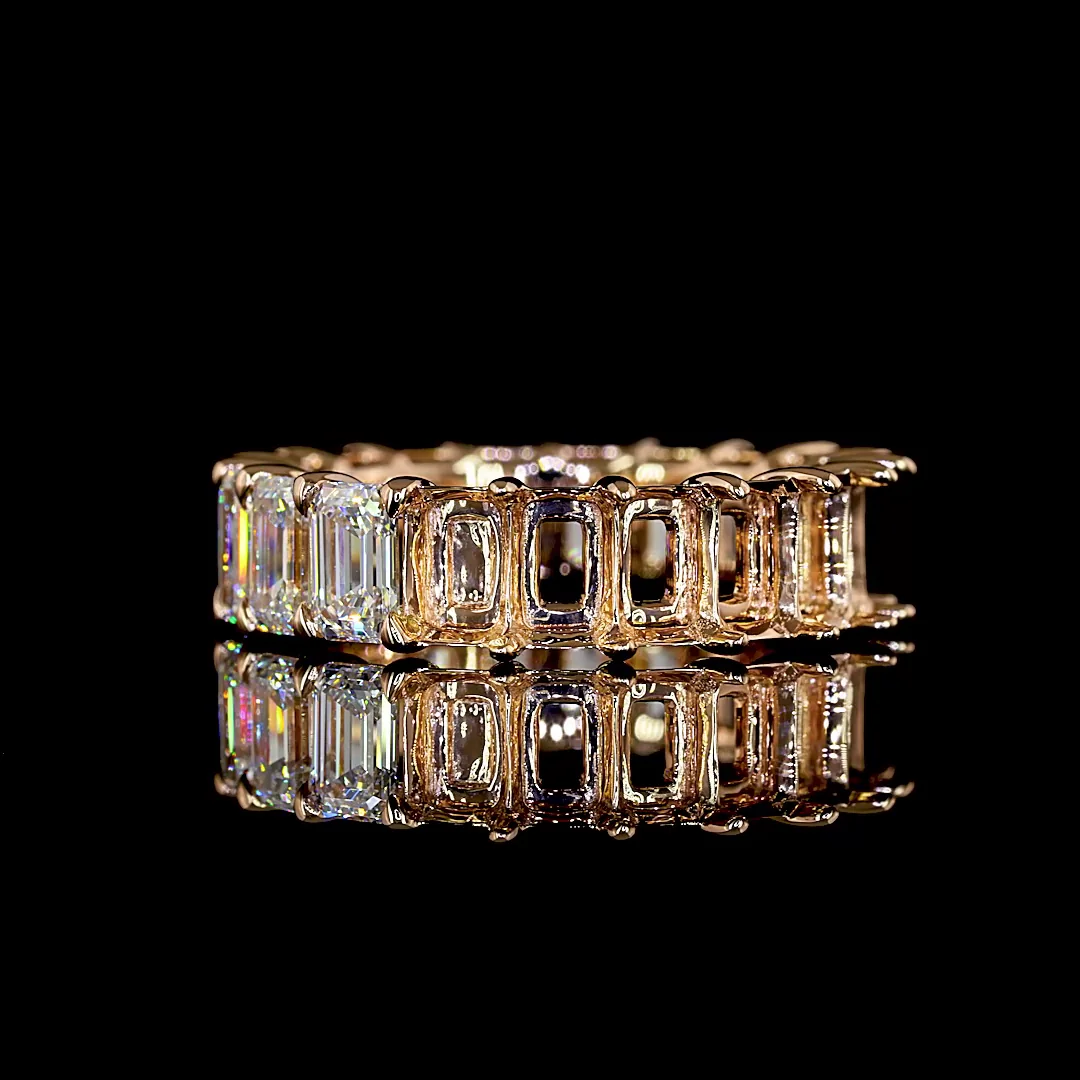 2.91 Cts 18k Rose Gold Emerald Shape Eternity Band Eternity Band - Image 3