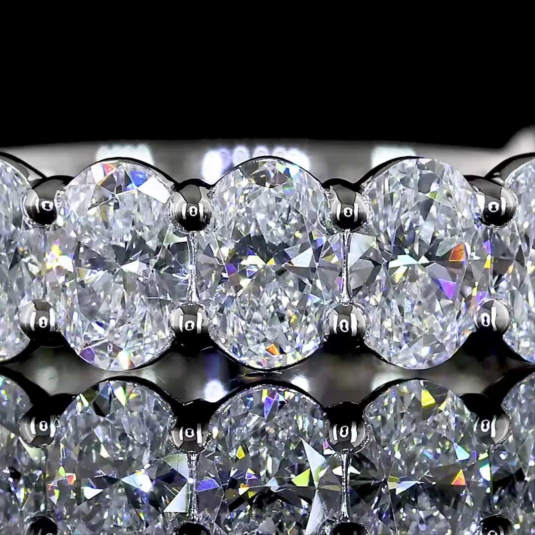 2.29 Cts Platinum Oval Shape 3/4 Band Earring - Image 3