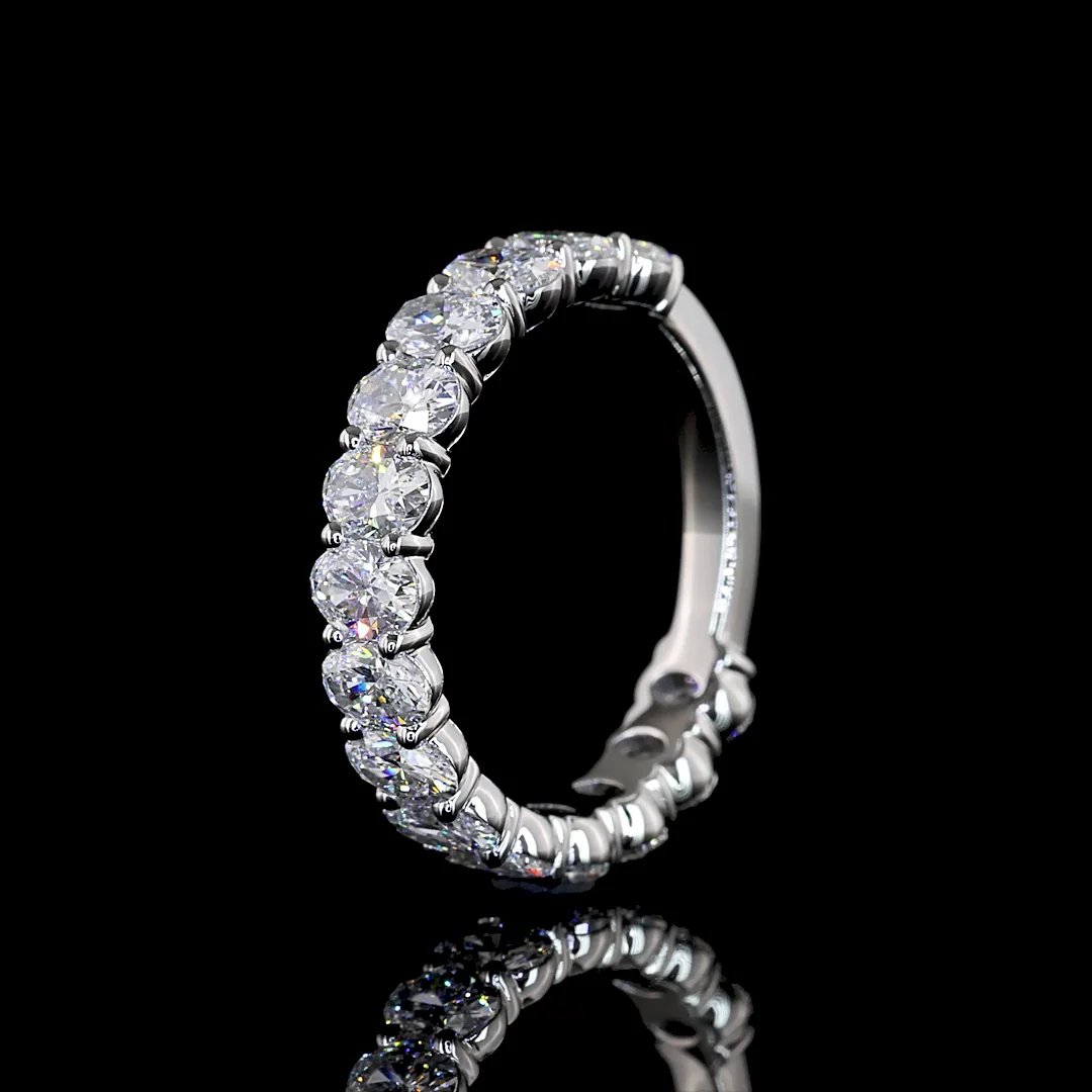 2.29 Cts Platinum Oval Shape 3/4 Band Earring - Image 4