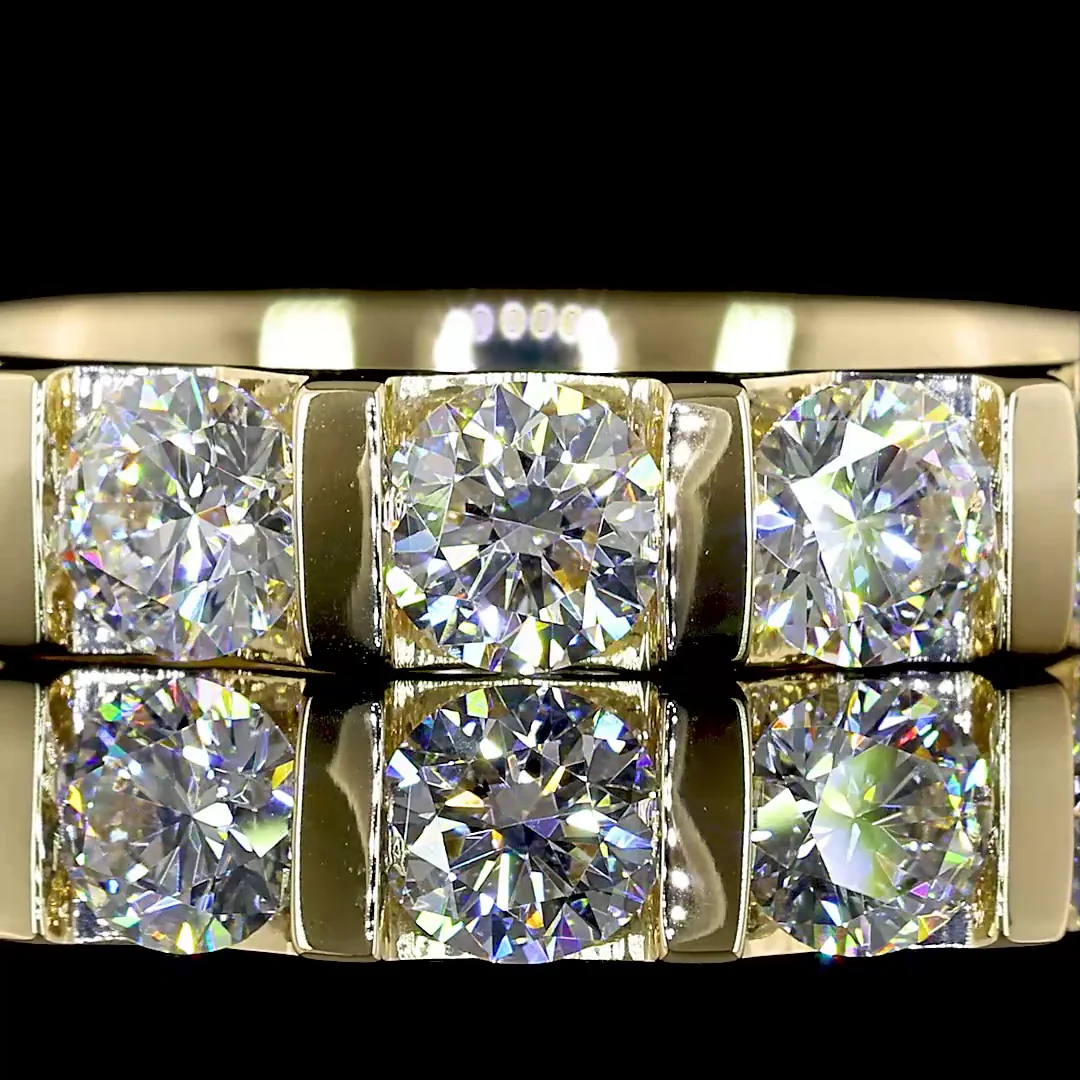 2.2 Cts 14k Yellow Gold Round Shape 3/4 Band Eternity Band - Image 3