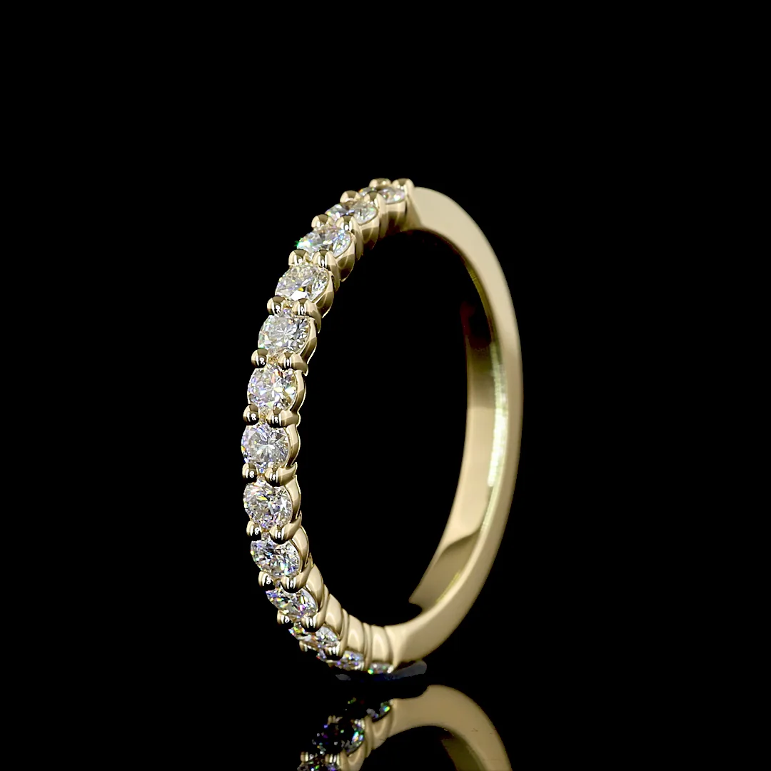 0.45 Cts 14k Yellow Gold Round Shape Half Eternity Eternity Band - Image 4