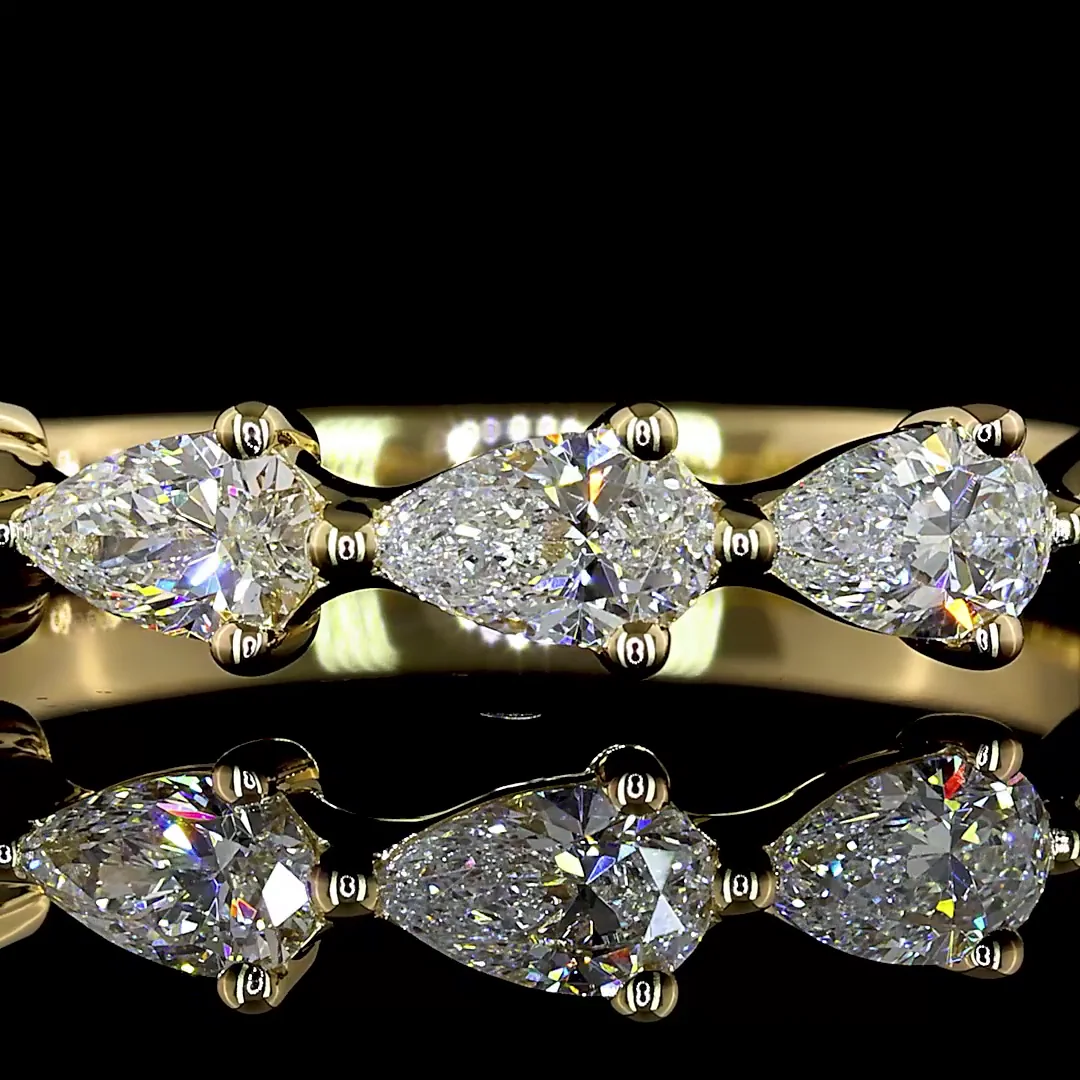 0.93 Cts 14k Yellow Gold Pear Shape Half Eternity Eternity Band - Image 3