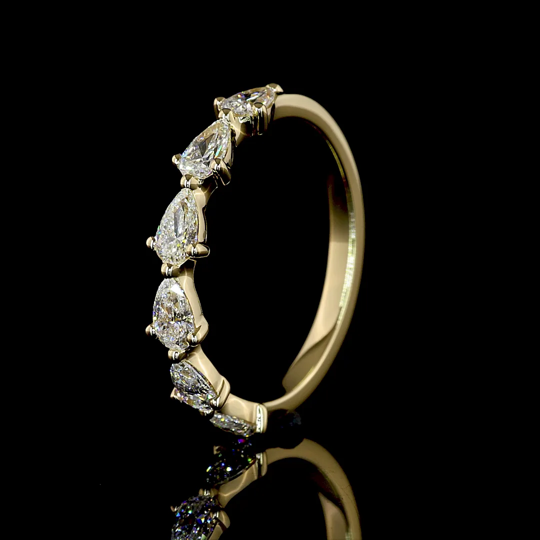 0.93 Cts 14k Yellow Gold Pear Shape Half Eternity Eternity Band - Image 4