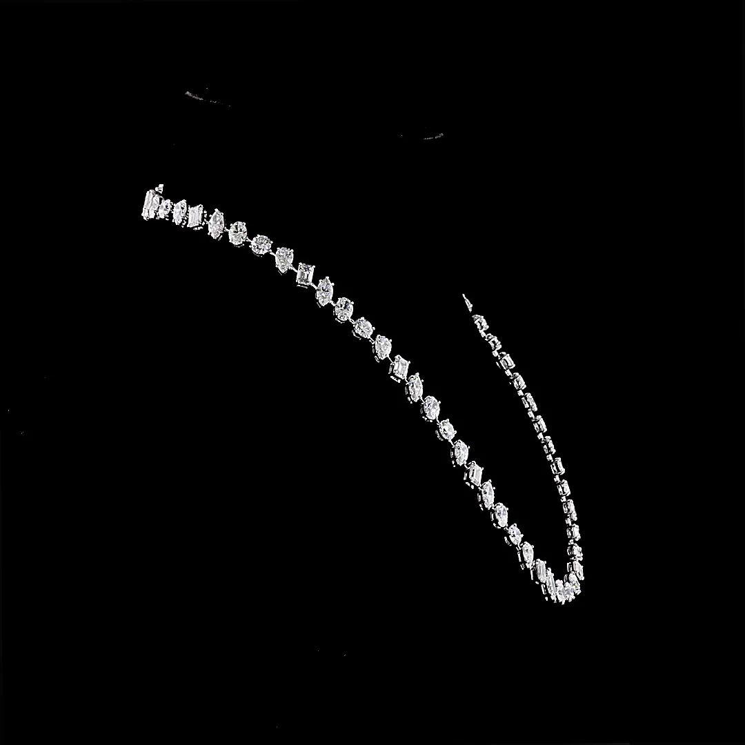 44.32 Cts 14k White Gold Mix Shape Station Necklace - Image 3