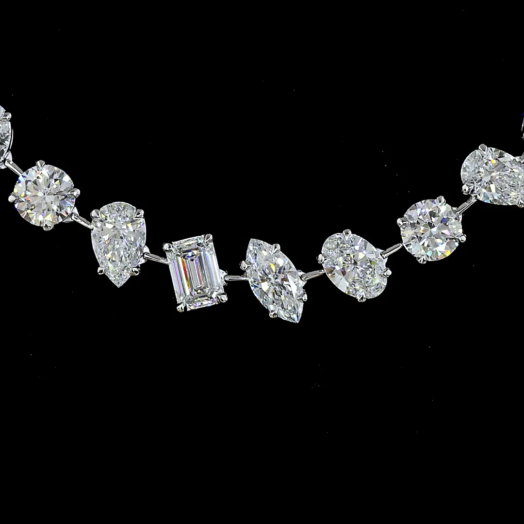 33.24 Cts 14k White Gold Oval Shape Station Necklace - Image 3