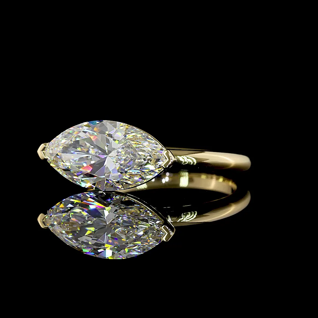3.03 Cts 14k Yellow Gold Marquise Shape Solitaire Ring - Image 2