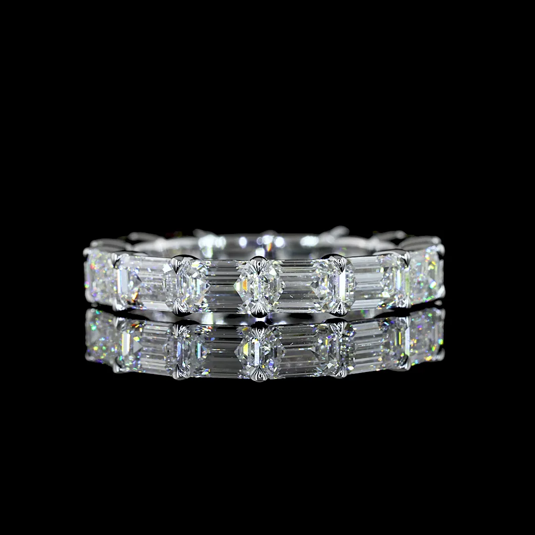 3.71 Cts 18k White Gold Emerald Shape Eternity Band Eternity Band - Video