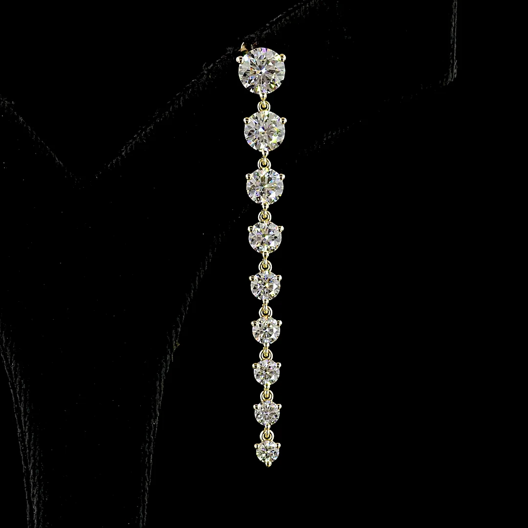 4.91 Cts 14k Yellow Gold Round Shape Hanging Earring - Image 3