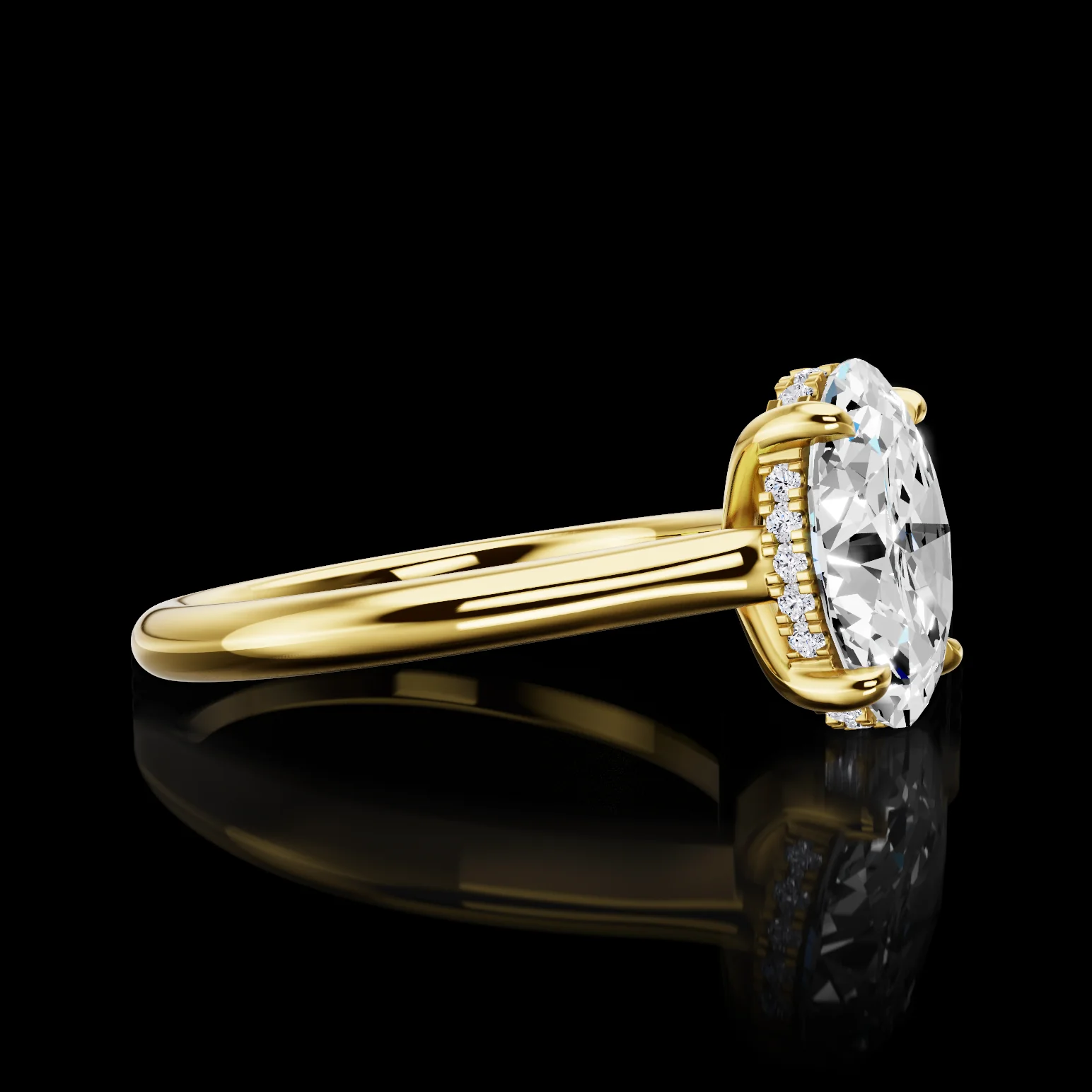 0.09 Cts 18k Yellow Gold Round Shape Hidden Halo Ring - Image 3