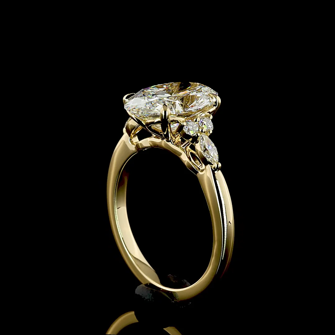 3.35 Cts 14k Yellow Gold Oval Shape Split Shank Ring - Image 2