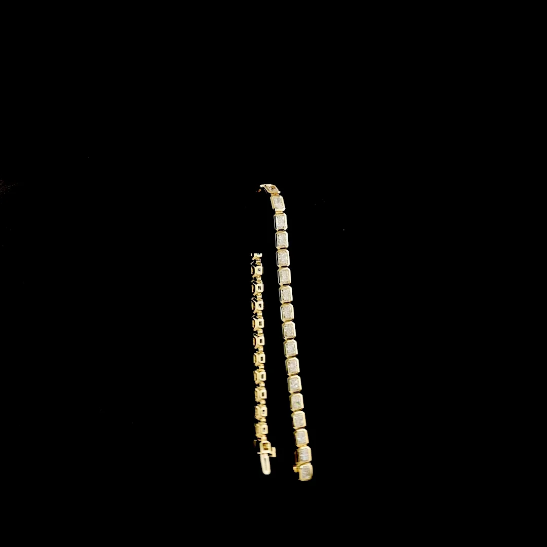 7.11 Cts 14k Yellow Gold Radiant Shape Tennis Bracelet - Image 3