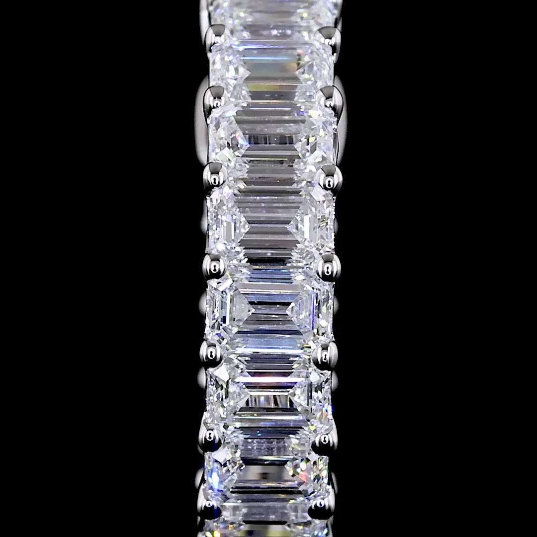 1.45 Cts 14k White Gold Emerald Shape Huggies Earring - Image 2