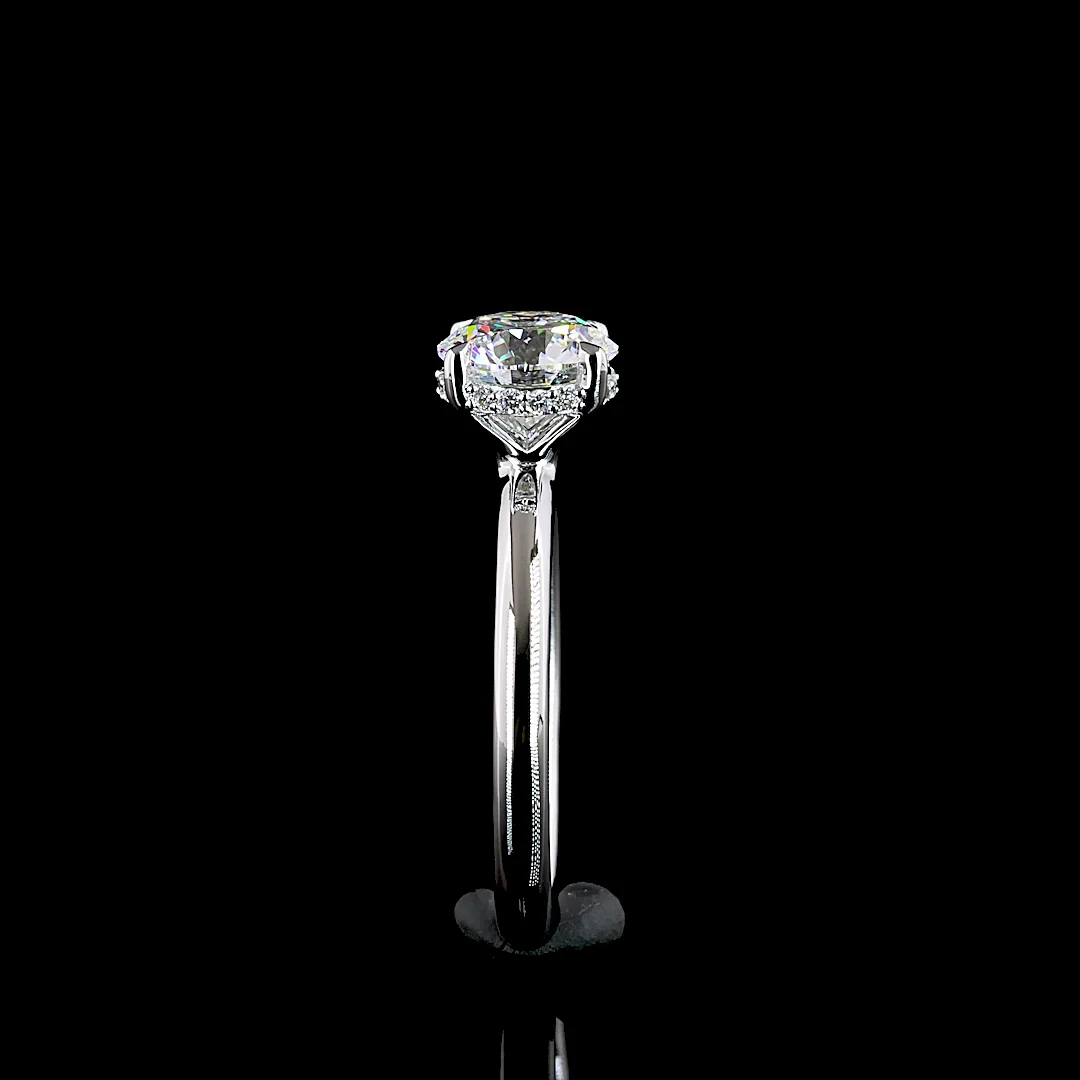 1.63 Cts 14k White Gold Round Shape Hidden Halo Ring - Image 4