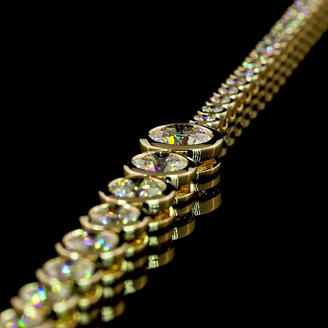 8.18 Cts 14k Yellow Gold Round Shape Riviera Necklace - Image 4