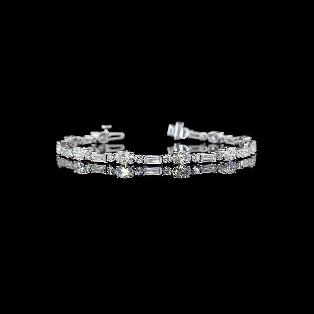 6.8 Cts 14k White Gold Mix Shape Tennis Bracelet - Video