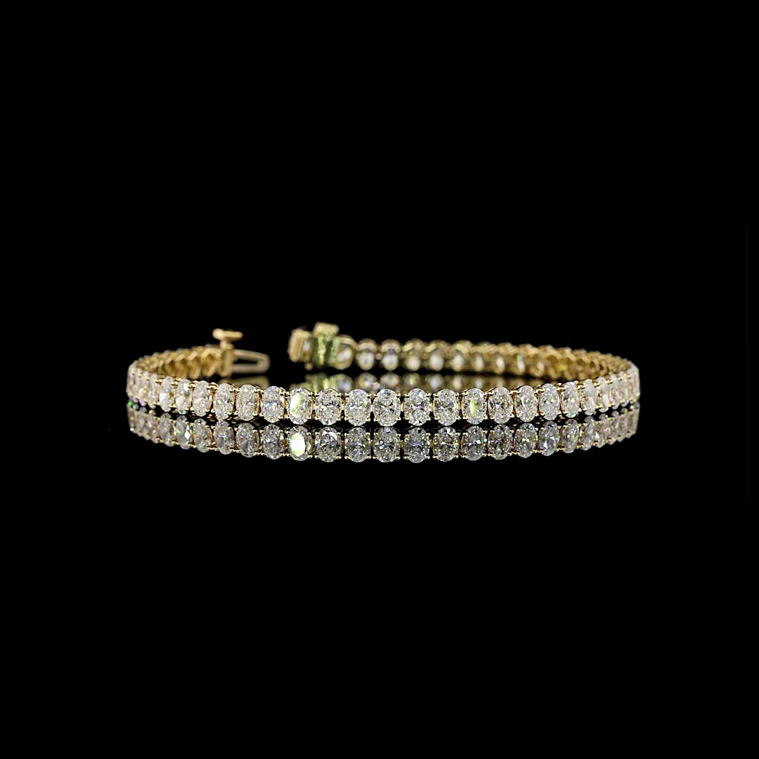 7.8 Cts 14k Yellow Gold Oval Shape Tennis Bracelet - Video