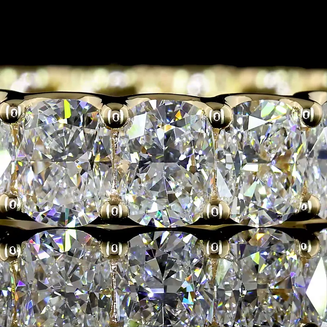 3.96 Cts 14k Yellow Gold Cushion Brilliant Shape Eternity Band Eternity Band - Image 3