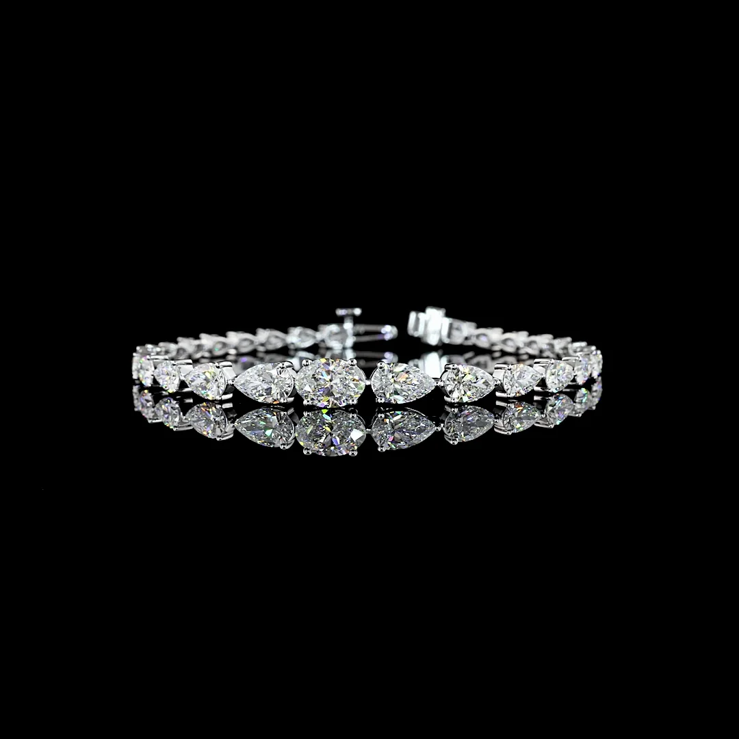 8.61 Cts 14k White Gold Pear Shape Tennis Bracelet - Video