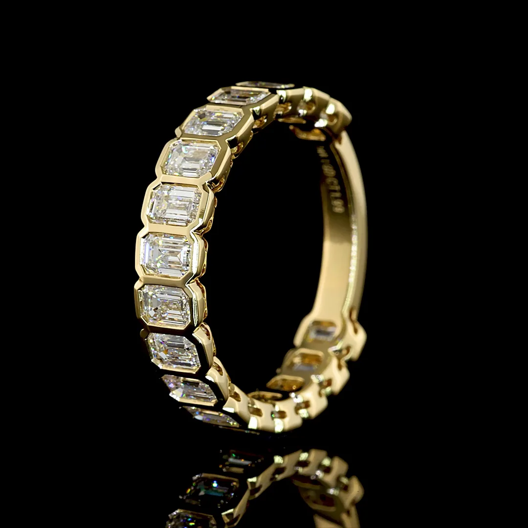 2.11 Cts 14k Yellow Gold Emerald Shape Half Eternity Eternity Band - Image 4